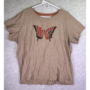 Life is Good Butterfly T-Shirt Women’s Semi-Fitted XXL Beige Short Sleeve Boho